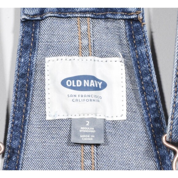Old Navy Straight-Leg Jean Overalls Side Zipper Closure Size 2 Reg - Picture 4 of 5